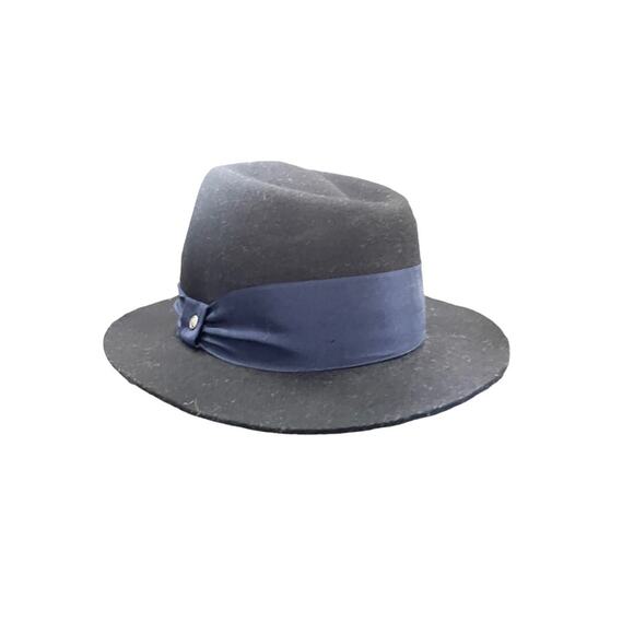 Rag and Bone Women's Wool Fedora Hat Blue Ribbon Detail Size Medium - Picture 5 of 8